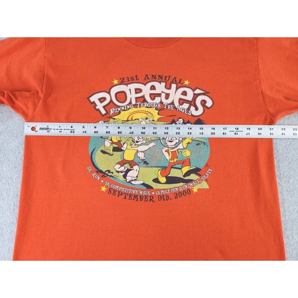 Vintage Popeye‎ T-Shirt Fun Run Running Through The Ages Cartoon TV Show LARGE